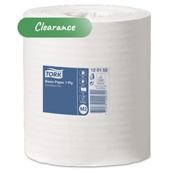 Paper Hand Towel 1 Ply Centre Feed Roll White 195mm x300m