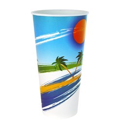 Disposable Large Paper Cup with Lids Straws Cool Milkshake Cold Drink 22 oz