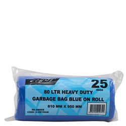 Garbage Bags On Roll Heavy Duty Blue 75-80 Litres