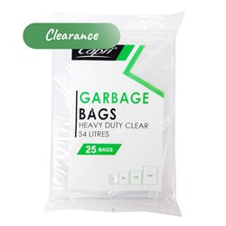 Garbage Bags Heavy Duty Flat Pack Clear 54 Litres