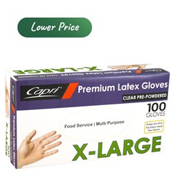 Gloves Latex Powdered Clear Extra Large