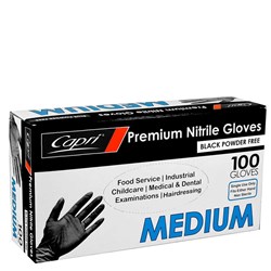 Gloves Nitrile Powder Free Black Medium