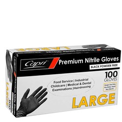 Gloves Nitrile Powder Free Black Large