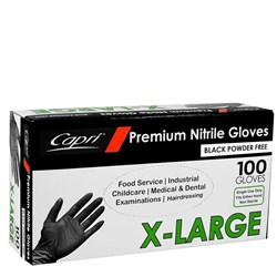 Gloves Nitrile Powder Free Black Extra Large