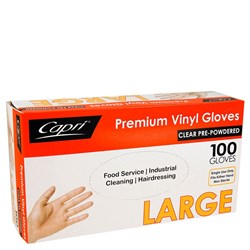 Gloves Vinyl Powdered Clear Large