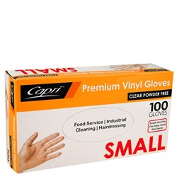 Gloves Vinyl Powder Free Clear Small