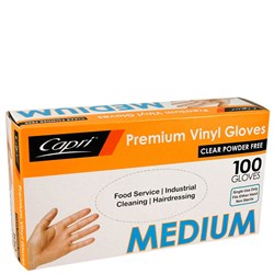 Gloves Vinyl Powder Free Clear Medium