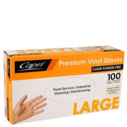 Gloves Vinyl Powder Free Clear Large