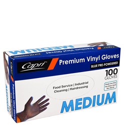 Gloves Vinyl Powdered Blue Medium
