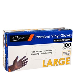 Gloves Vinyl Powdered Blue Large