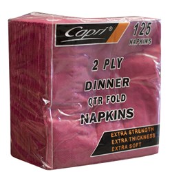 Napkins 2 Ply Quarter Fold Burgundy Dinner