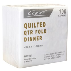 Napkins Quilted Quarter Fold White Dinner