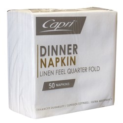 Napkins Linen Feel Quarter Fold White Dinner