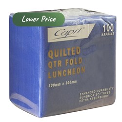 Napkins Quilted Quarter Fold Dark Blue Luncheon