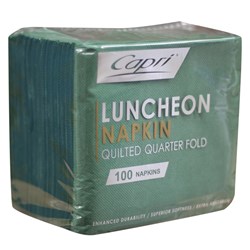 Napkins Quilted Quarter Fold Green Luncheon