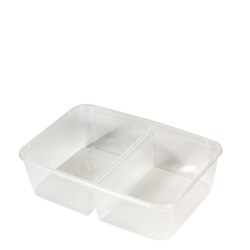 Container Rectangular PP Microwavable / 2 Compartment Takeaway Clear 650ml