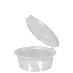 Container Round Dipping Sauce PP Microwavable Clear 70ml-with Hinged Lid
