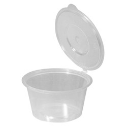 Container Round Dipping Sauce PP Microwavable Clear 100ml-with Hinged Lid
