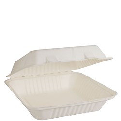 Clamshell Dinner Box Natural Fibre White