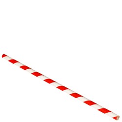 Straw Paper Red/White Stripe Multi Colour 200mm