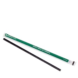 Straw Paper Individually Wrapped Black 200mm 