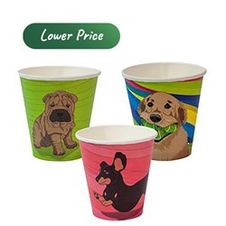 Paper Coffee Cup Core Aqueous Lined Single Wall Dog Series Plastic Free Packing 8 Oz Super