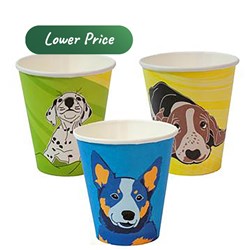 Paper Coffee Cup Core Aqueous Lined Single Wall Dog Series Plastic Free Packing 12 Oz