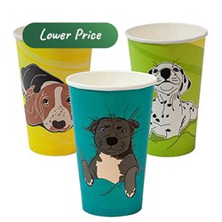 Paper Coffee Cup Core Aqueous Lined Single Wall Dog Series Plastic Free Packing 16 Oz