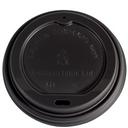 Lid CPLA Compostable For 90mm Coffee Cup Black 92mm