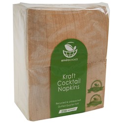 Napkins 2 Ply Quilted Quarter Fold Kraft Cocktail