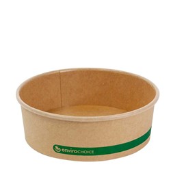 PLAnet Container Round Salad Bowl PLA Lined Paperboard Kraft 16 oz