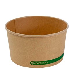 PLAnet Container Round Salad Bowl PLA Lined Paperboard Kraft 32 oz