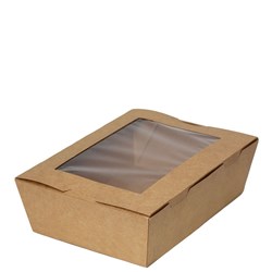 Lunchbox With PLA Window PLA Lined Heavy Board Kraft Extra Large