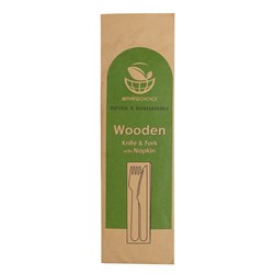 Cutlery Fork / Napkin / Knife Wood Kraft 