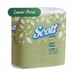 Toilet Tissue 1 Ply Roll Scott 210 Sheets White 