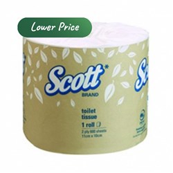 Toilet Tissue 2 Ply Roll Scott 600 Sheets White 