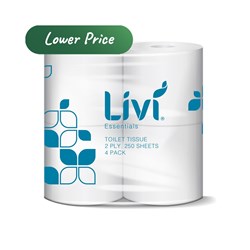 Toilet Tissue Essentials 2 Ply 250 Sheets White 4 Pack