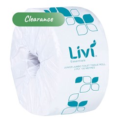 Toilet Tissue Essentials 2 Ply Junior Jumbo Roll White 120m