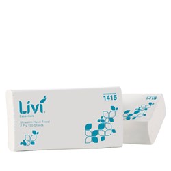 Paper Hand Towel Essentials 2 Ply Interleaved Ultra Slim White 230X240mm