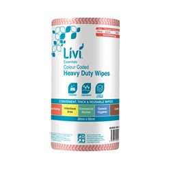 Wipes Commercial Roll Red 90Sheets 300x500mm