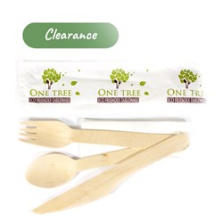 Cutlery Set Wooden Fork Knife Spoon & Napkin