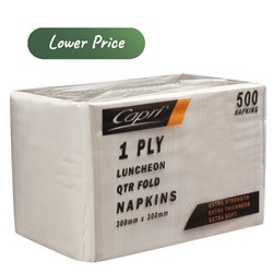 Napkins 1 Ply Quarter Fold White Luncheon