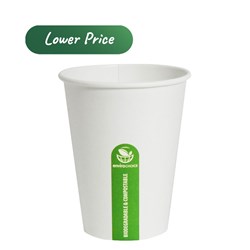 Takeaway Coffee Cup Biodegradable & Compostable Single Wall White 12 oz 
