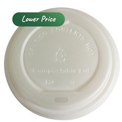 Lid CPLA Compostable For 90mm Coffee Cup Opaque 92mm